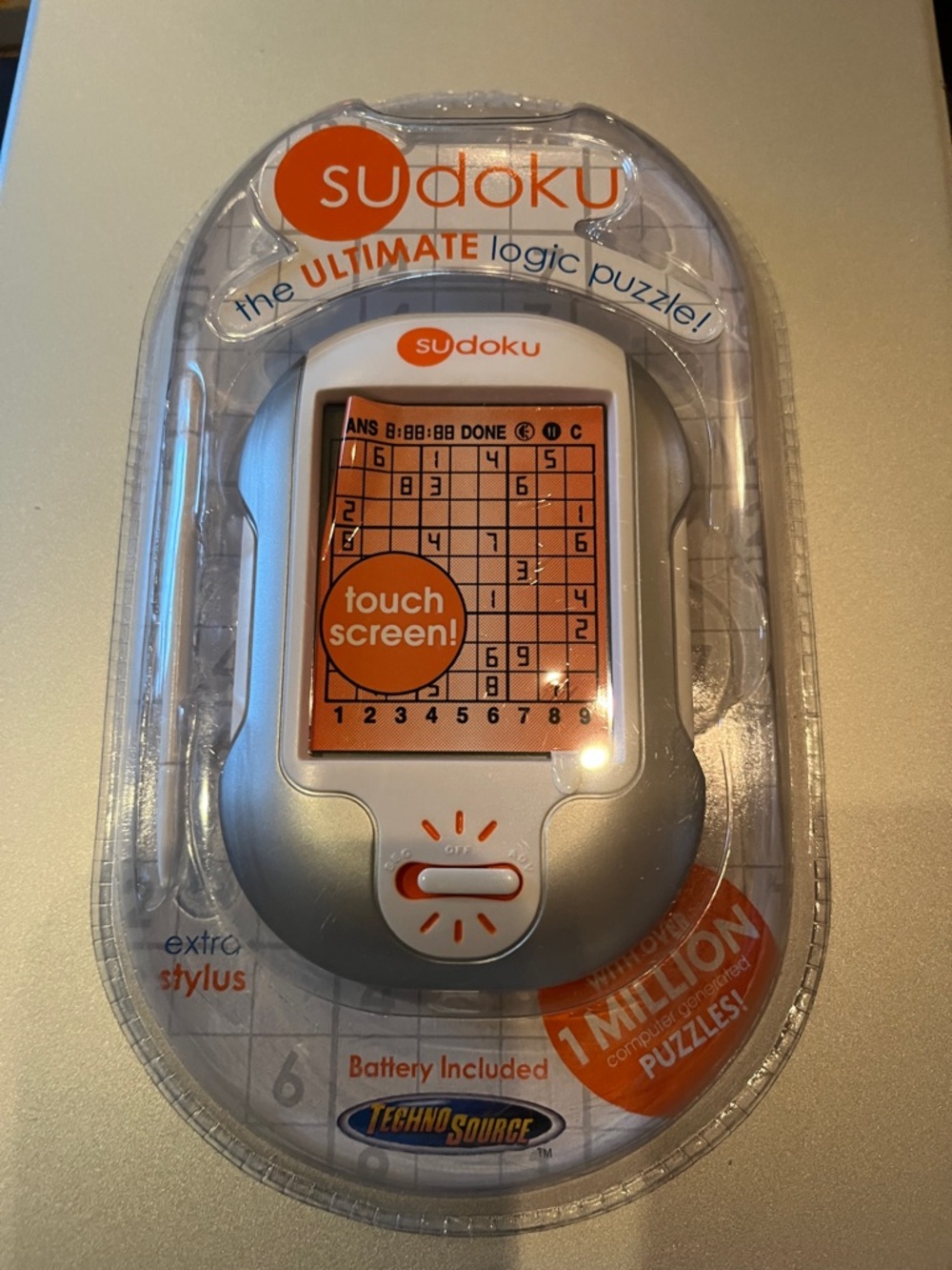 Sudoku Handheld Electronic Game - Silver/Orange logic puzzle ages 8+